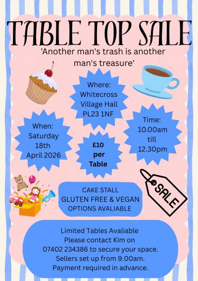 Table Top Sale at Whitecross Village Hall